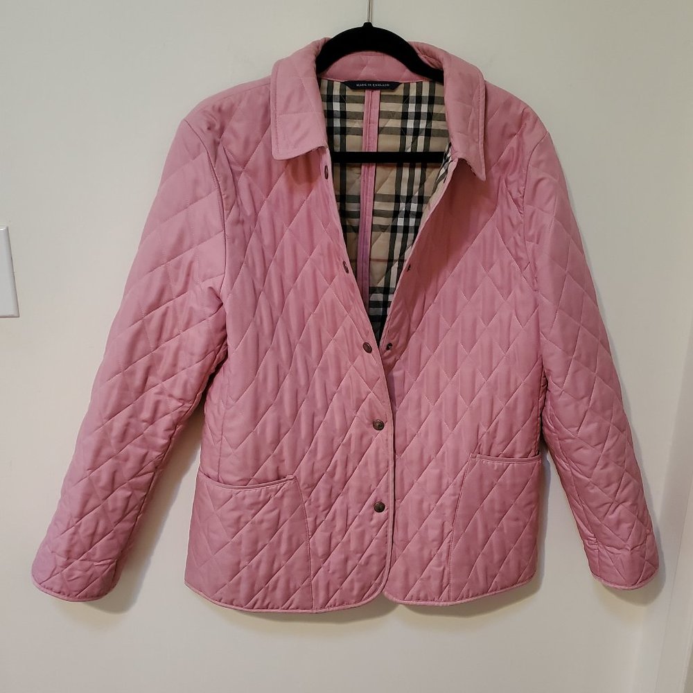 Burberry Pink Quilted Jacket with Signature Check Lining